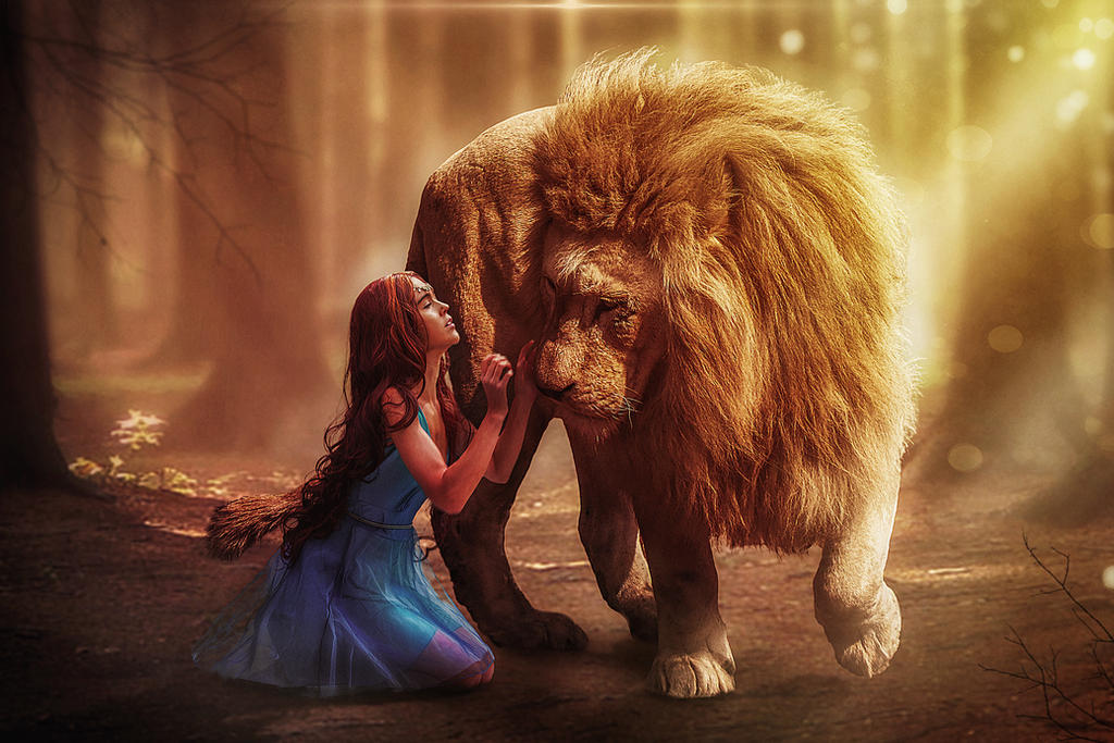 Lion and Girl by erkanozan on DeviantArt
