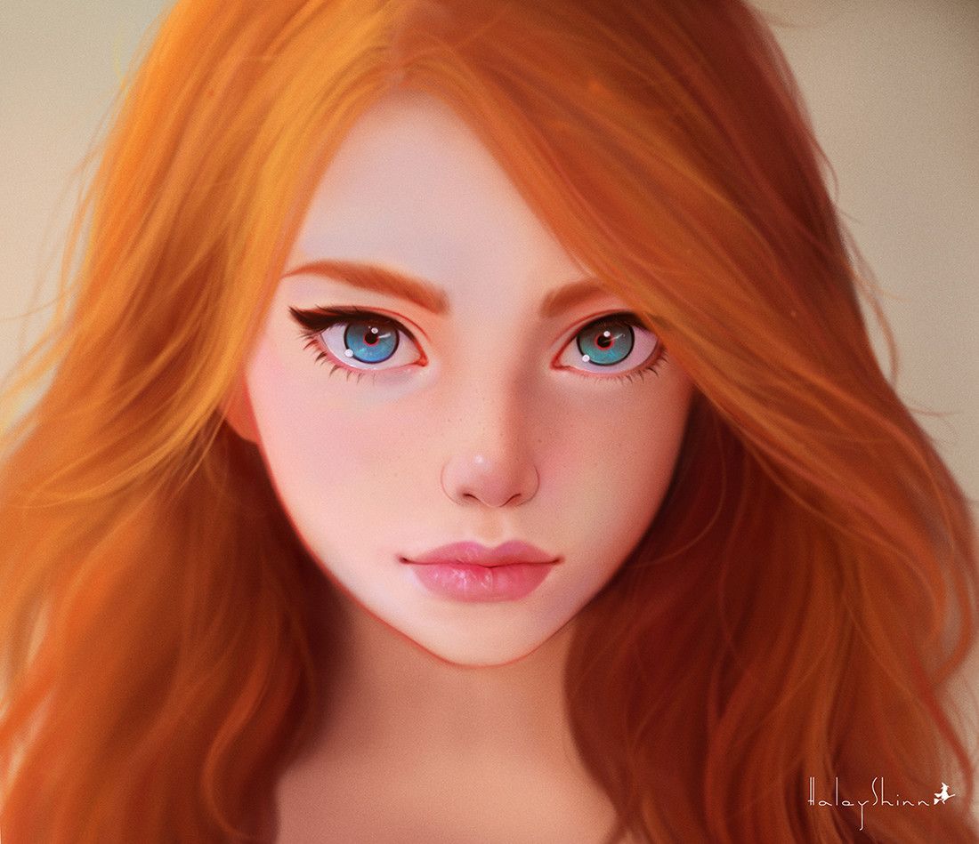 Red, Haley Shinn on ArtStation at https://www.artstation.com/artwork/A9wJLX  | Digital art girl, Redhead art, Anime art girl